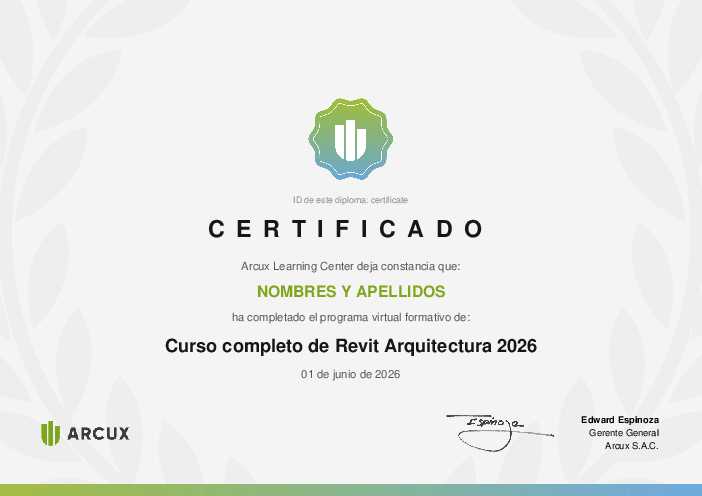 Certificado del curso Curso completo de Revit Arquitectura 2026