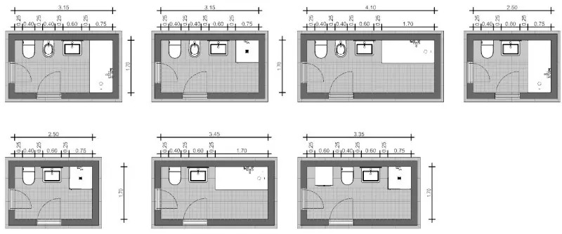 Medidas mínimas para baños pequeños: 6 layouts que si funcionan